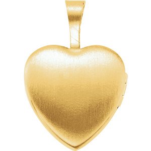 Engraved Baptism 14k Yellow Gold Plated Sterling Silver Heart Locket (12.50X12.00 MM)