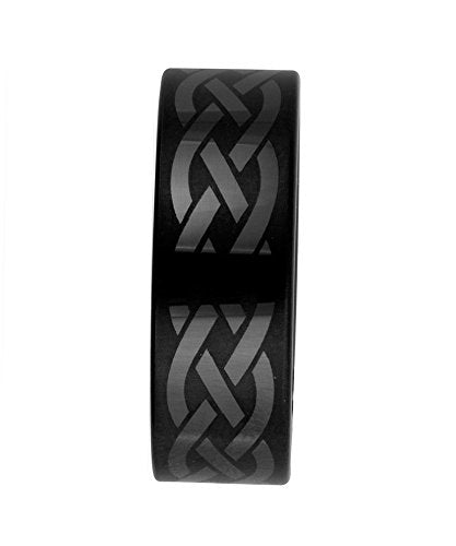 Men's Black Ceramic Celtic Knot 8mm Comfort-Fit Band