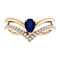 Chatham Created Blue Sapphire Pear Chevron and Diamond 14k Rose Gold Ring (.145 Ctw,G-H Color, I1 Clarity)