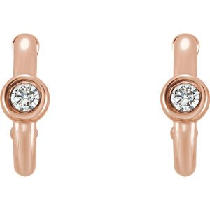 Diamond J-Hoop Earrings, 14k Rose Gold (.125 Ctw, G-H Color, I1 Clarity )