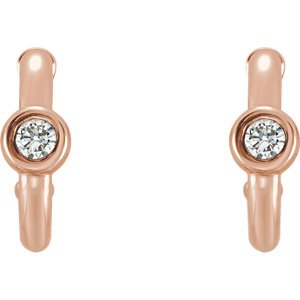 Diamond J-Hoop Earrings, 14k Rose Gold (.25 Ctw, G-H Color, I1 Clarity )