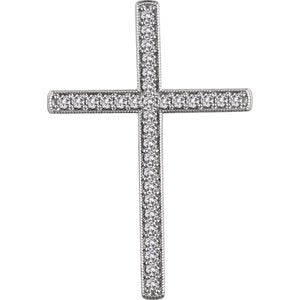 Diamond Chapel Cross Rhodium-Plated 14k White Gold Pendant (1 Ctw, H+ Color, I1 Clarity)