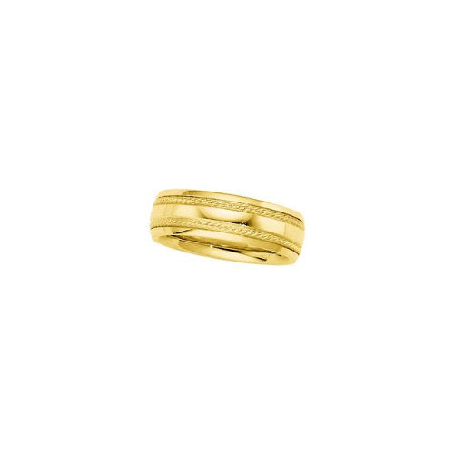 6mm 14k Yellow Gold Milgrain Half Dome Band Size 5