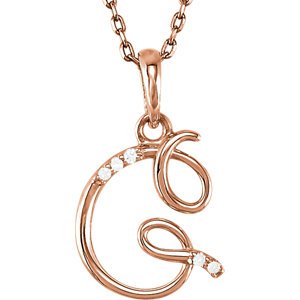 5-Stone Diamond Letter 'G' Initial 14k Rose Gold Pendant Necklace, 18" (.03 Cttw, GH, I1)