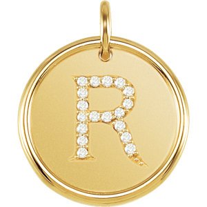 Diamond Initial "R" Pendant, 14k Yellow Gold (0.1 Ctw, Color GH, Clarity I1)