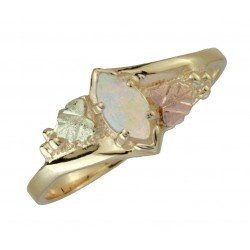 Ave 369 10k Yellow Gold .90 Ct Opal Cabochon Marquise Ring with 12k Green and Rose Black Hills Gold