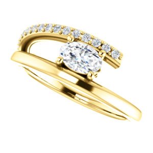 White Sapphire and Diamond Bypass Ring, 14k Yellow Gold (.125 Ctw, G-H Color, I1 Clarity)