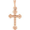 Beaded Botonee Cross 14k Rose Gold Pendant (19.20X8.90 MM)