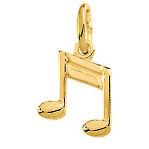 14k Yellow Gold Eighth Notes Music Charm Pendant