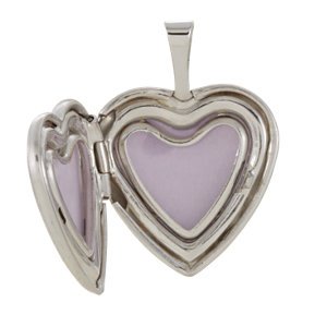 Heart with Dove Cross Satin-Brushed Sterling Silver Locket Pendant (16.25X15.75 MM)