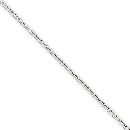 1.75 mm 14k White Gold Solid Diamond-Cut Cable Chain. 16