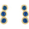 Chatham Created Blue Sapphire Three-Stone Ear Climbers, 14k Yellow Gold