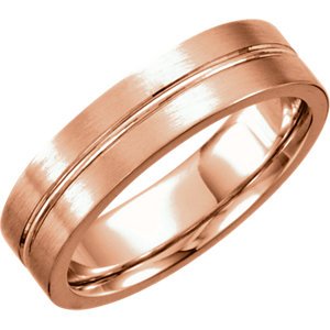 Satin Finish Grooved 3MM Comfort Fit 14k Rose Gold