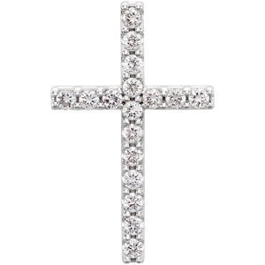 17-Stone Diamond Petite Cross Pendant in 14k White Gold (1/3 Ctw, GH Color, I1 Clarity)