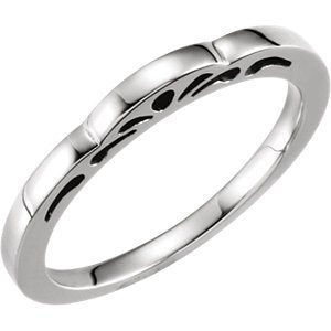Cut-Out Paisley 3mm Stackable Rhodium-Plated 14k White Gold Ring, Size 9