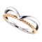 Negative Space Rope Trim and Curved 'V' Ring, Rhodium-Plated 14k White and Rose Gold, Size 6.5