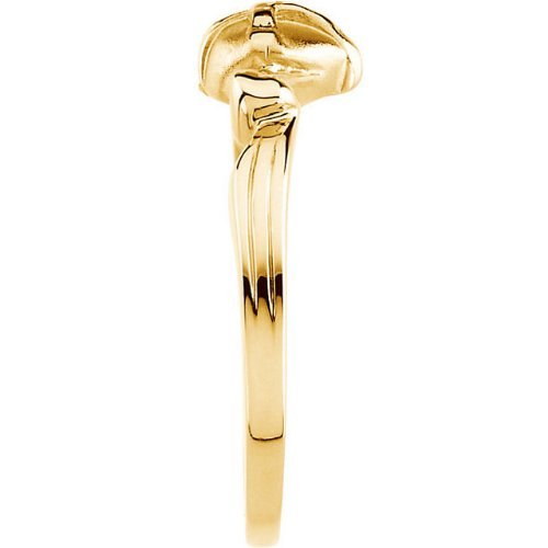 Cross Heart 10k Yellow Gold Ring