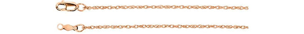 1.25mm 14k Rose Gold Rope Chain, 18"