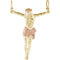 Large Raised Arm Crucifix Pendant, 14k Yellow Gold, 14K Rose Gold-Plated (29x22.5MM)