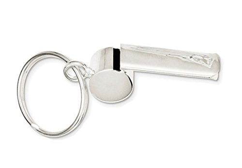 Sterling Silver Key Ring with Genuine Whistle