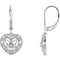 Sterling Silver Vintage Style Diamond Heart Earrings, Lever Back