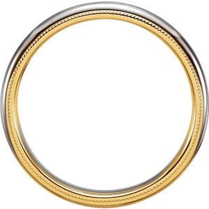 14k White and Yellow Gold Slim-Profile Milgrain 3.5mm Comfort-Fit Band, Size 5.5