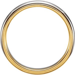 14k White and Yellow Gold Slim-Profile Milgrain 3.5mm Comfort-Fit Band,