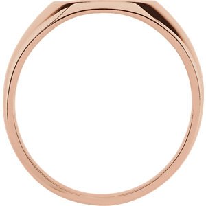 Men's Brushed Hollow Signet Semi-Polished 10k Rose Gold Ring (14x12mm) Size 10.25