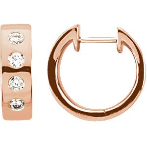 Diamond Hoop Earrings, Rhodium Plated 14k Rose Gold (1/3 Ctw, Color H-I, Clarity I1)