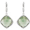 Two-Sided 21 Ctw Checkerboard Antique Cushion Green Quartz Sterling Silver Earrings