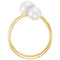 Two White Freshwater Cultured Pearls Bypass Ring, 14k Yellow Gold (6-6, 7.5-8mm) Size 7