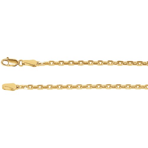 2.5mm 14k Yellow Gold Diamond Cut Cable Chain, 16"