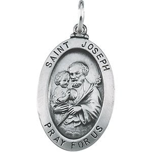Sterling Silver St. Joseph Oval Medal (23.5x16.25 MM)