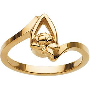 10k Yellow Gold Rose Tear Drop Memory Ring, Size 7