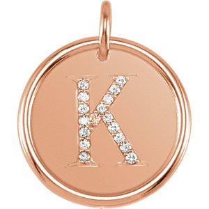 Diamond Initial "K" Pendant, 14k Rose Gold (.08 Ctw, Color G-H, Clarity I1 )