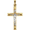 Two-Tone Hollow Crucifix 14k Yellow and White Gold Pendant (25X17MM)