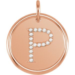 Diamond Initial "P" Pendant, 14k Rose Gold (0.1 Ctw, G-H Color, I1 Clarity)