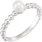 White Freshwater Cultured Pearl Stackable Beaded Ring, Sterling Silver (4.5-5mm)