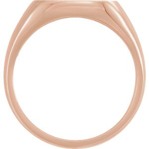 Men's Open Back Brushed Signet Semi-Polished 10k Rose Gold Ring (12mm) Size 10