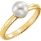 White Freshwater Cultured Pearl Solitaire Ring, 14k Yellow Gold (6.5-7mm) Size 7