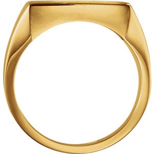 Men's Brushed Signet Semi-Polished Ring, 10k Yellow Gold (14mm) Size 6