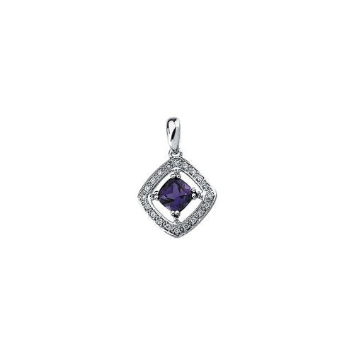 14k White Gold Amethyst and Diamond Pendant