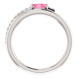 Pink Tourmaline and Diamond Bypass Ring, Sterling Silver (.125 Ctw, G-H Color, I1 Clarity)