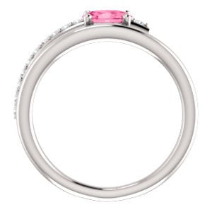 Pink Tourmaline and Diamond Bypass Ring, Sterling Silver (.125 Ctw, G-H Color, I1 Clarity), Size 7.5