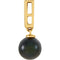 14k Yellow Gold Black Akoya Cultured Pearl and Diamond Pendant