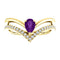 Amethyst Pear and Diamond Chevron 14k Yellow Gold Ring (.145 Ctw, G-H Color, I1 Clarity)