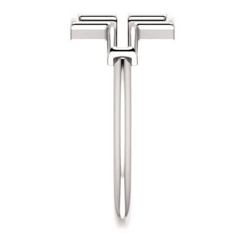 Embossed Cross Rhodium-Plated 14k White Gold Ring