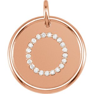 Diamond Initial "O" Pendant, 14k Rose Gold (0.1 Ctw, Color GH, Clarity I1)