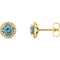 Aquamarine and Diamond Halo-Style Earrings, 14k Yellow Gold (4.5 MM) (.16 Ctw, G-H Color, I1 Clarity)