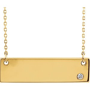 Diamond Bar Necklace, 14k Yellow Gold 18" (.03 Ct, Color G-H, I1 Clarity)